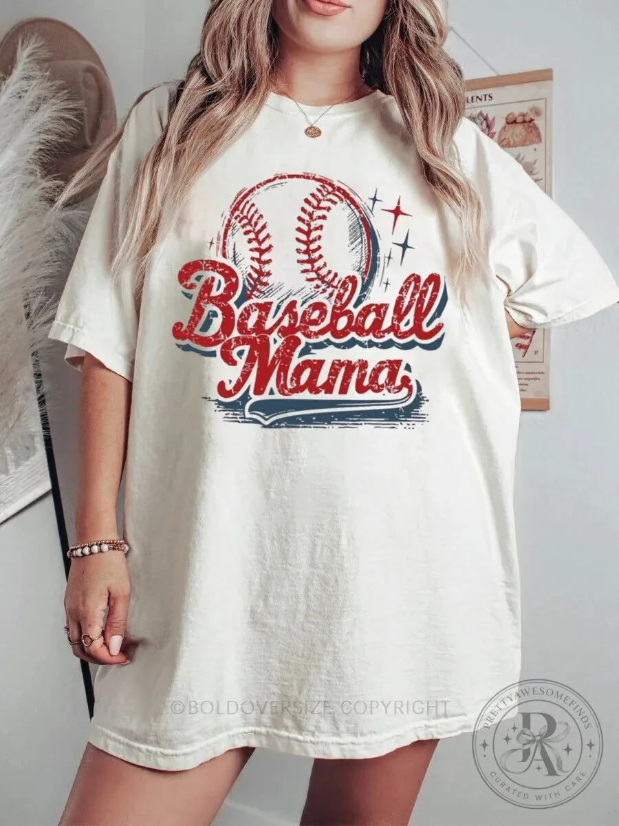 Vintage Graphic T-Shirt for Women - Baseball Mama Design
