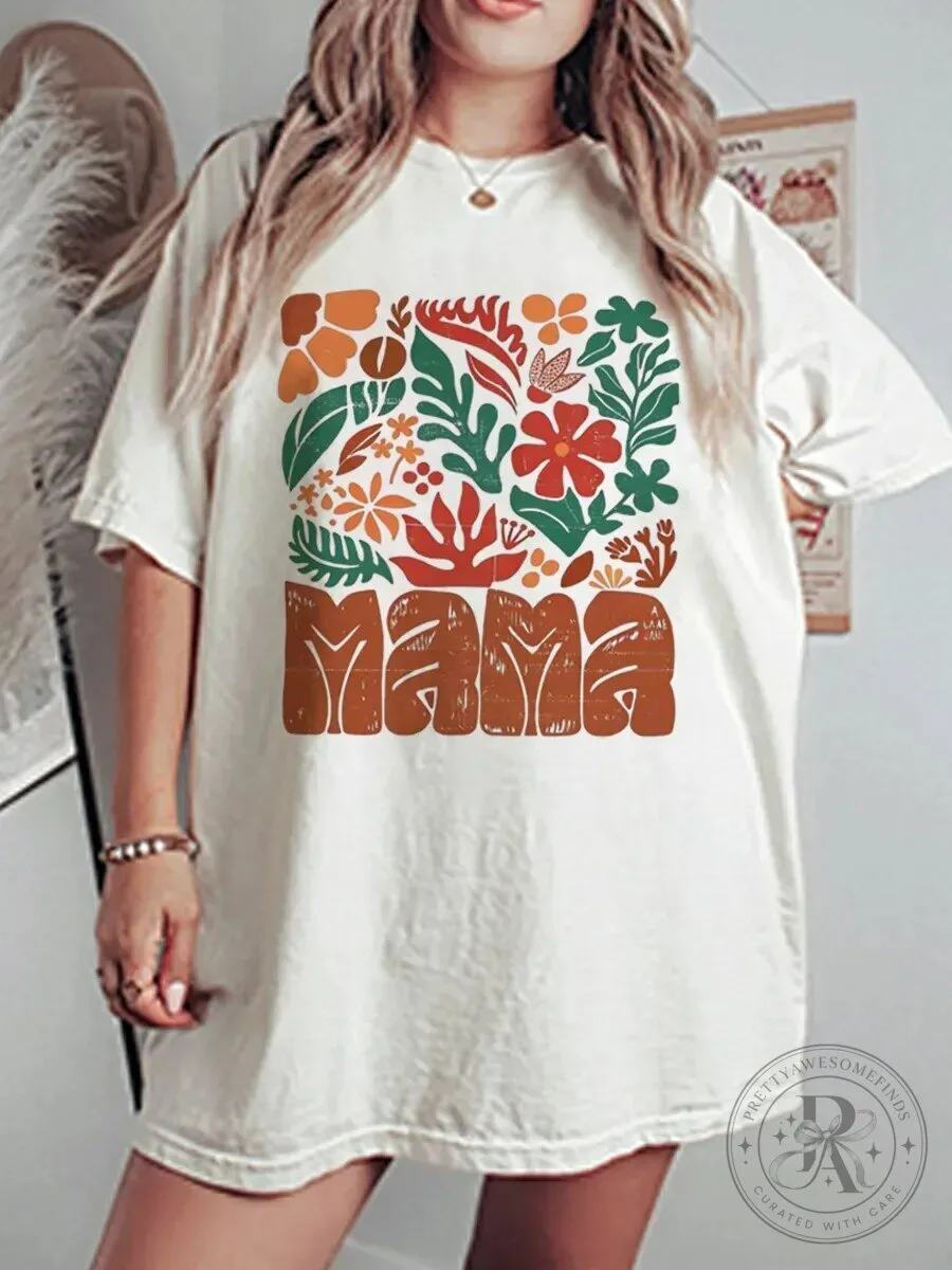 Mama Floral Botanical Boho Graphic T-Shirt