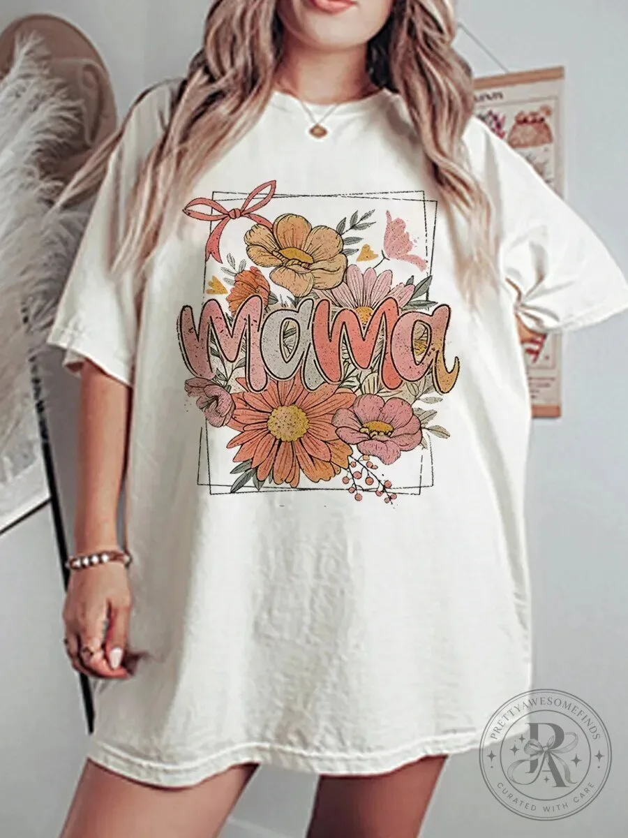 Mama Floral Graphic Oversized T-Shirt
