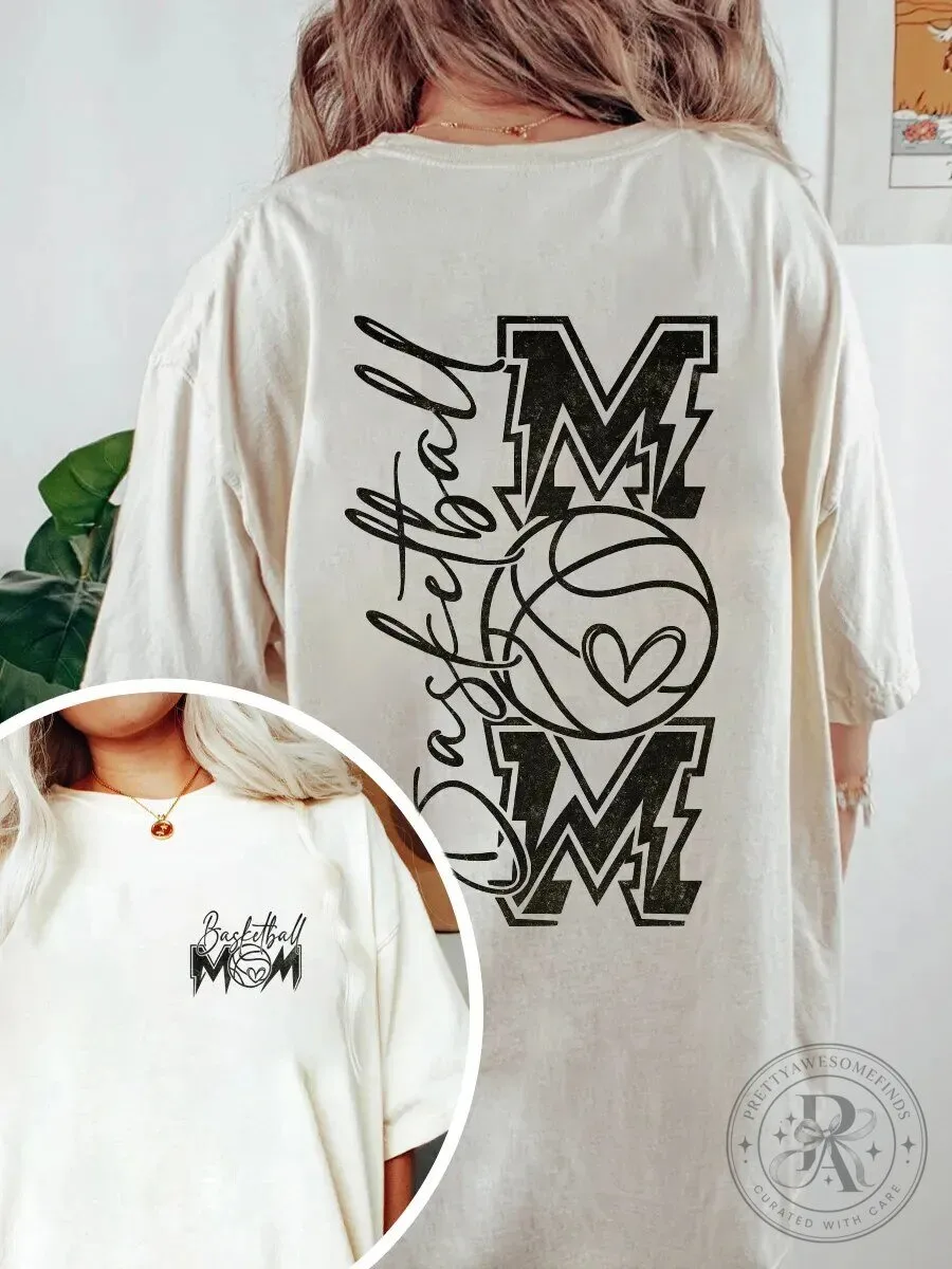 Basketball Mama Oversized Graphic T-Shirt for Sports Moms
