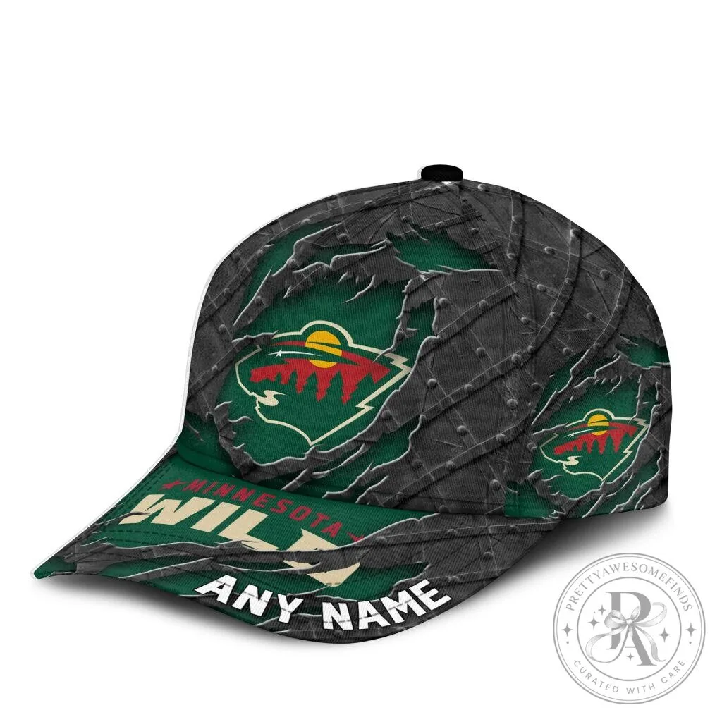 Minnesota Wild Personalized Name Black Metal Design Classic Cap Hat 7 Minnesota Wild Personalized Name Black Metal Design Classic Cap Hat