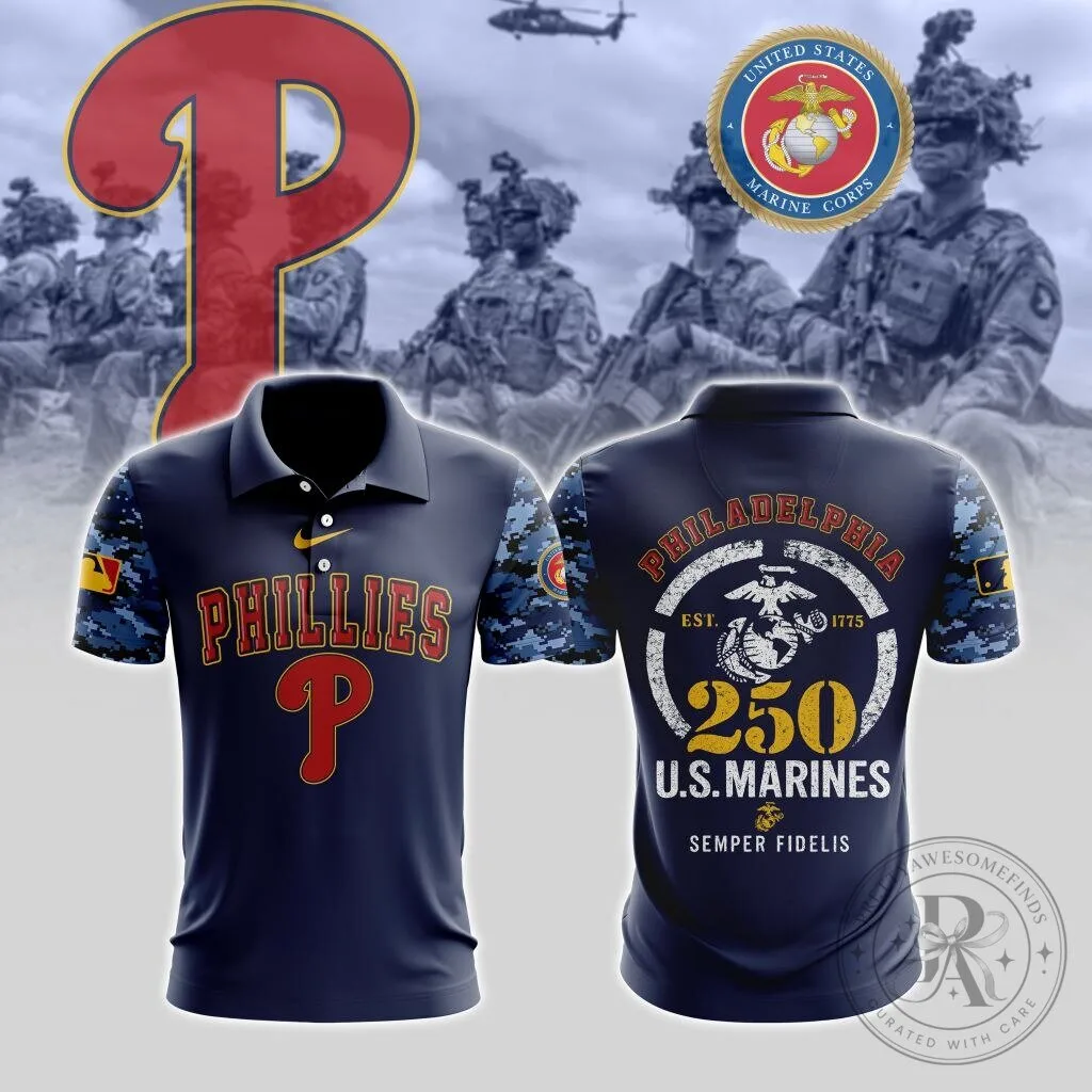 Philadelphia Phillies United States Marine Corps 250th Birthday Polo Shirt