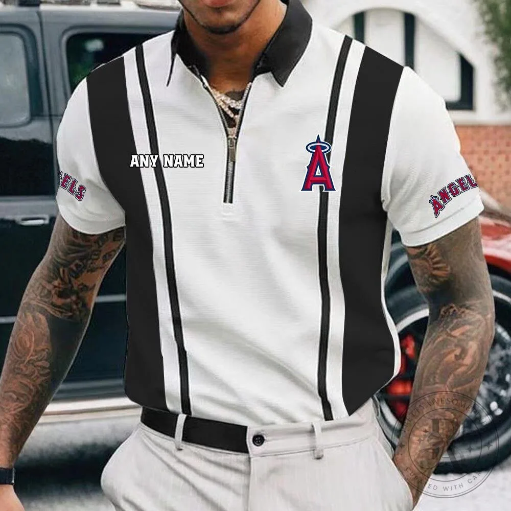 Los Angeles Angels Personalized Name Baseball Team Zipper Polo Shirt