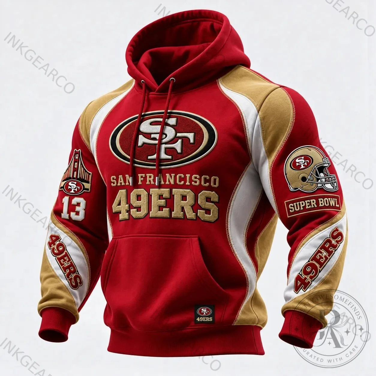 San Francisco 49ers Super Bowl Champions Gold Red Pullover Hoodie