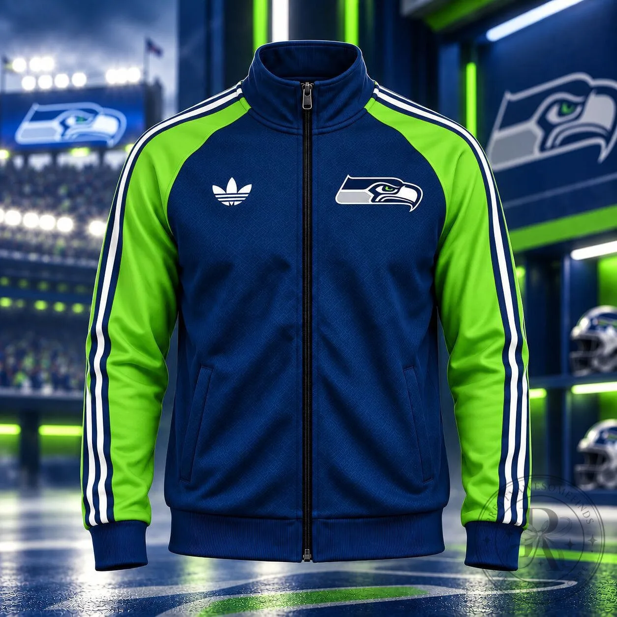 Seattle Seahawks Adidas Vintage Stripe Full-Zip Track Jacket