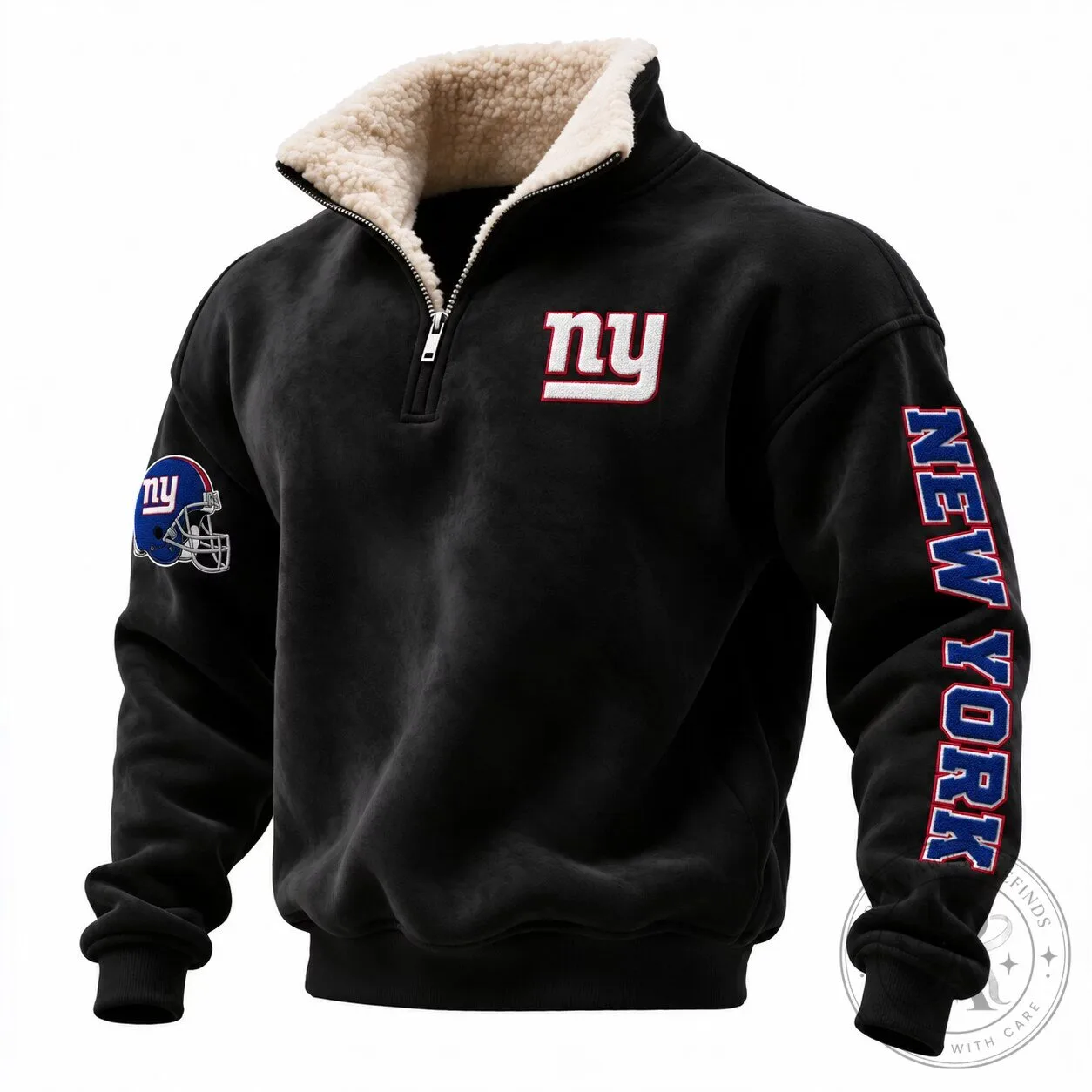 New York Giants NFL Quarter-Zip Sherpa Fleece Pullover Sweatshirt for Men