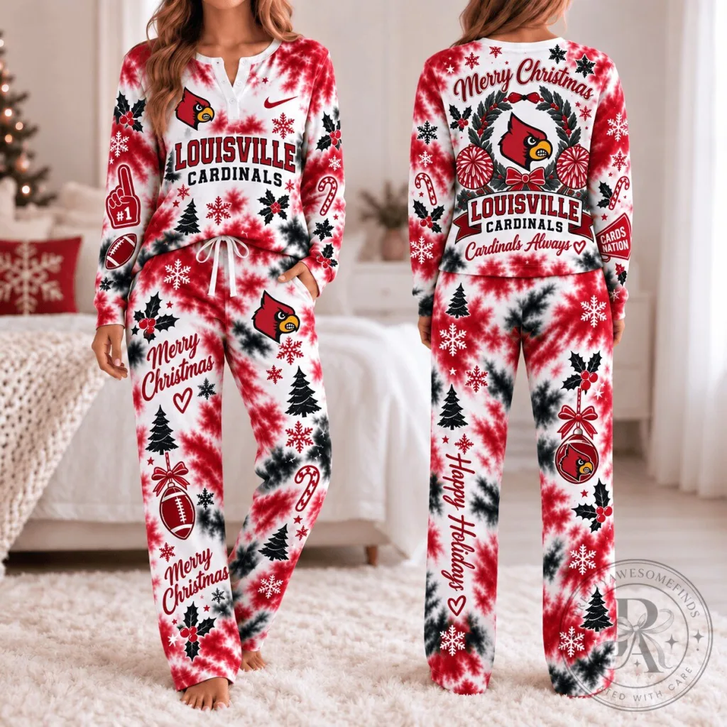 Louisville Cardinals Christmas Tie-Dye Holiday Pajamas Set Louisville Cardinals Christmas Tie-Dye Holiday Pajamas Set
