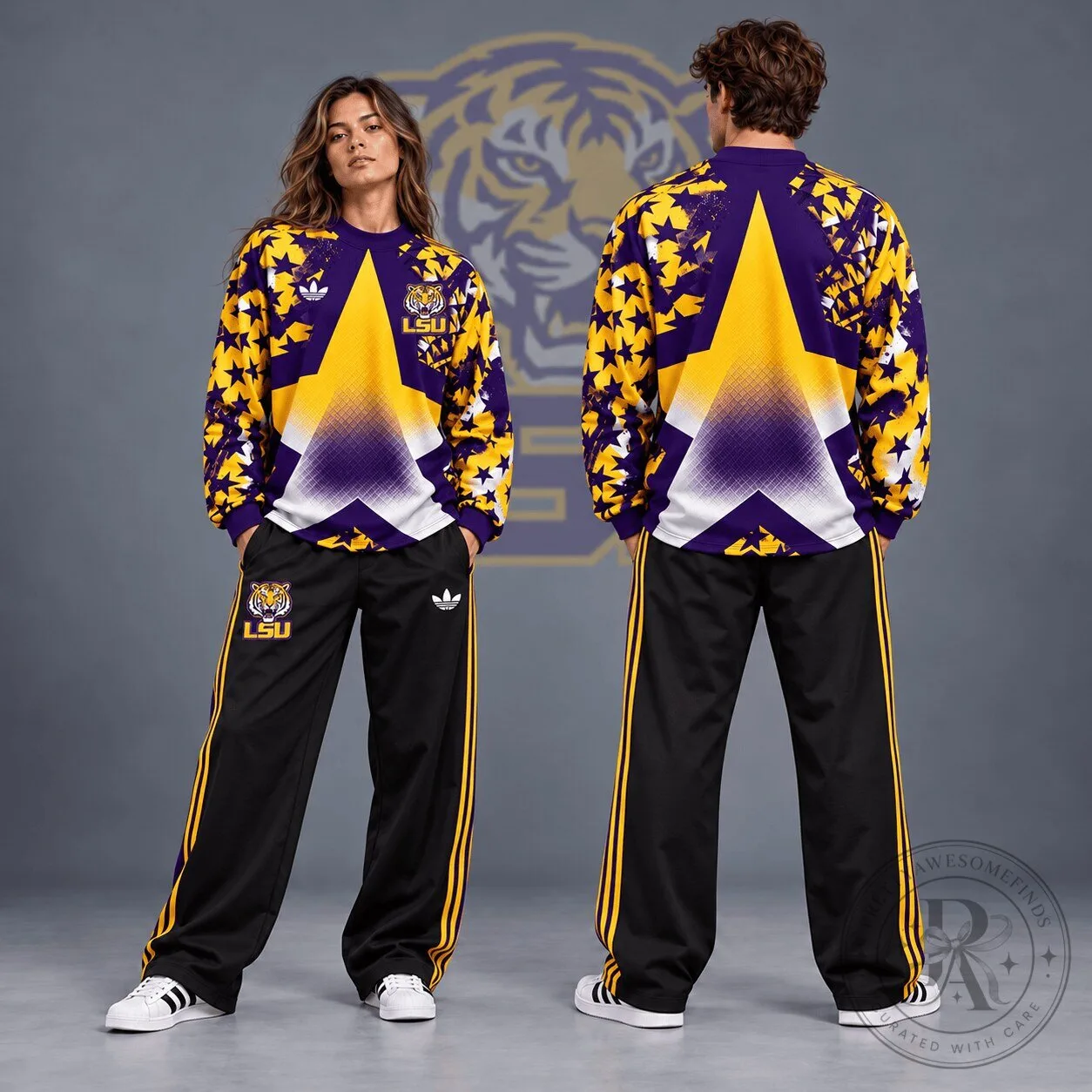 Louisiana State University Tigers Starburst Pattern Crewneck Sweatshirt