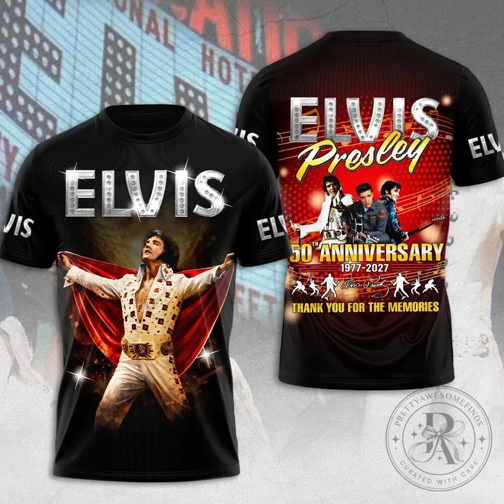 Elvis Presley 50th Anniversary Thank You For The Memories Black T-Shirt