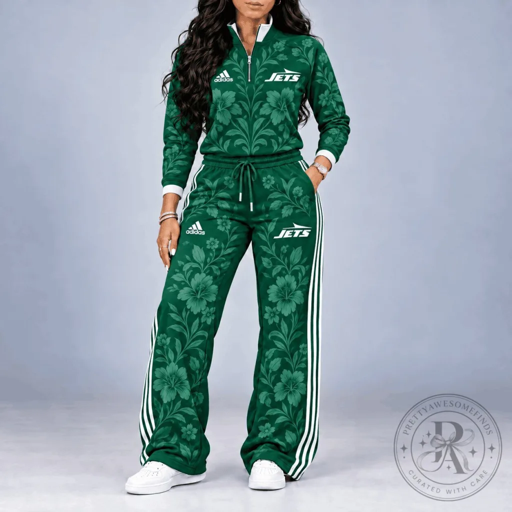 New York Jets Floral Pattern Quarter-Zip Track Jacket and Pants Set New York Jets Floral Pattern Quarter-Zip Track Jacket and Pants Set