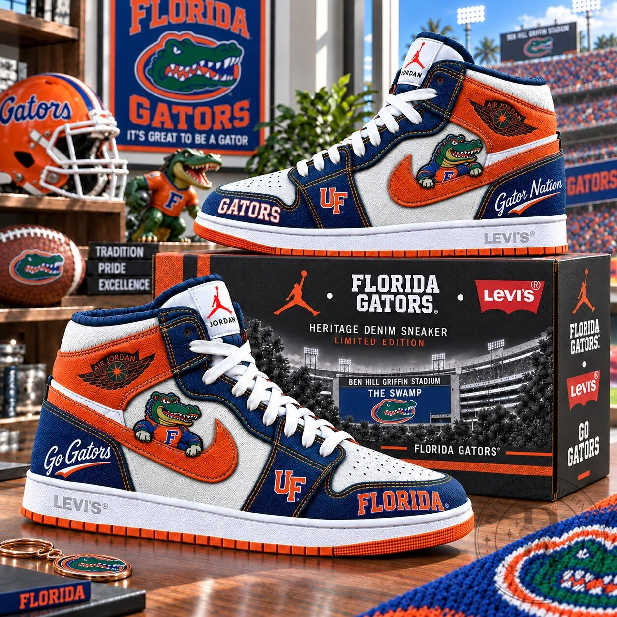 Florida Gators Heritage Denim High-Top Sneakers - Limited Edition University Shoes