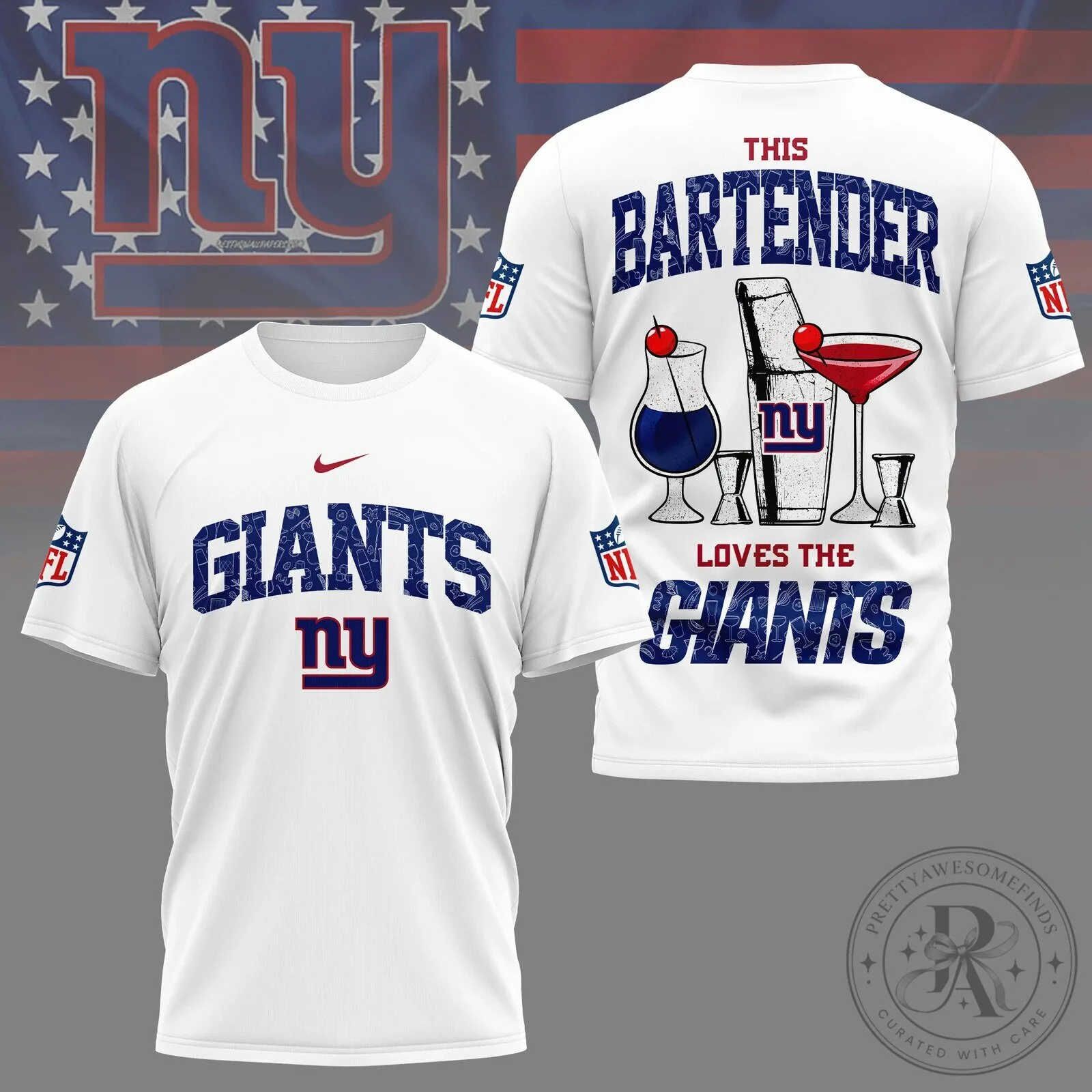 New York Giants NFL Fan Bartender T-Shirt, Football Team Supporter Apparel