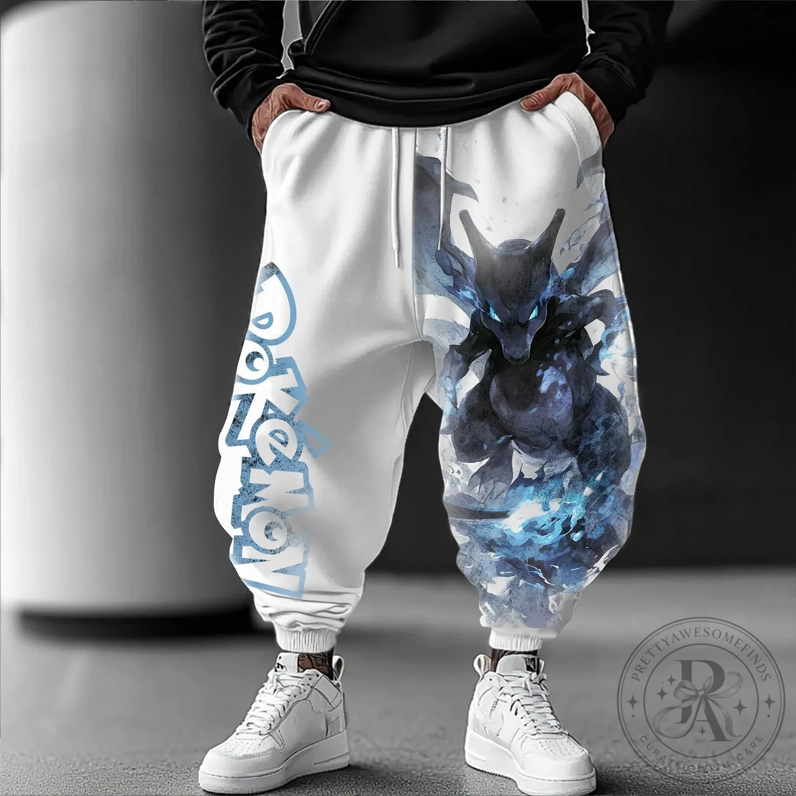 Pokemon Mewtwo Character Art White Jogger Pants for Men and Women