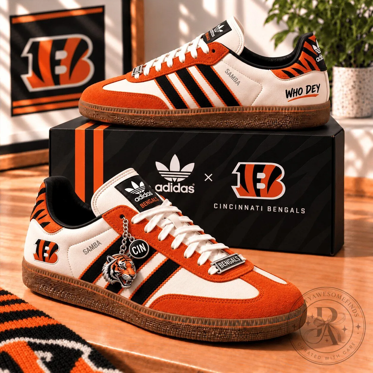 Cincinnati Bengals Adidas Samba Shoes Who Dey Football Fan Footwear