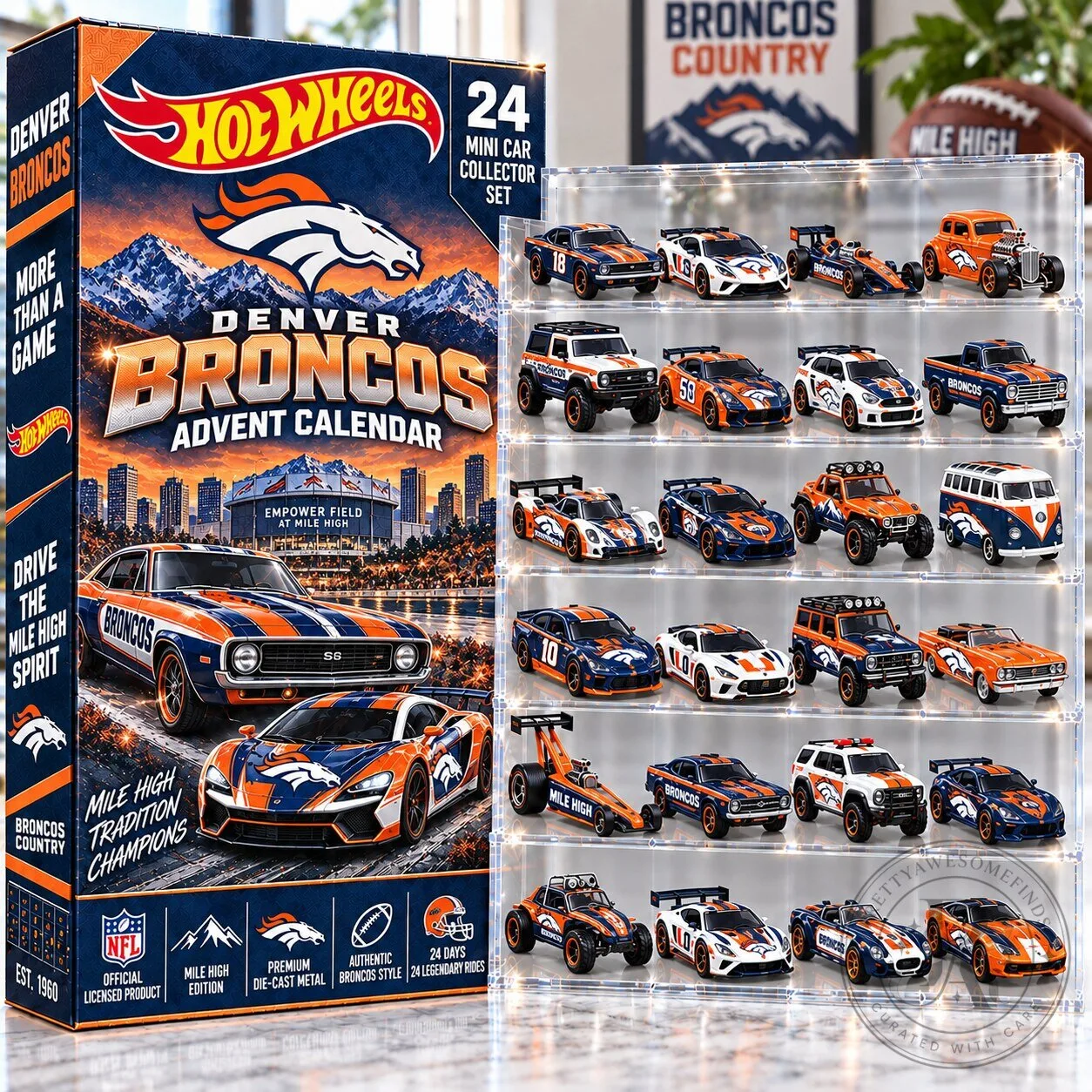 Denver Broncos Hot Wheels 24 Mini Car Collector Set Advent Calendar
