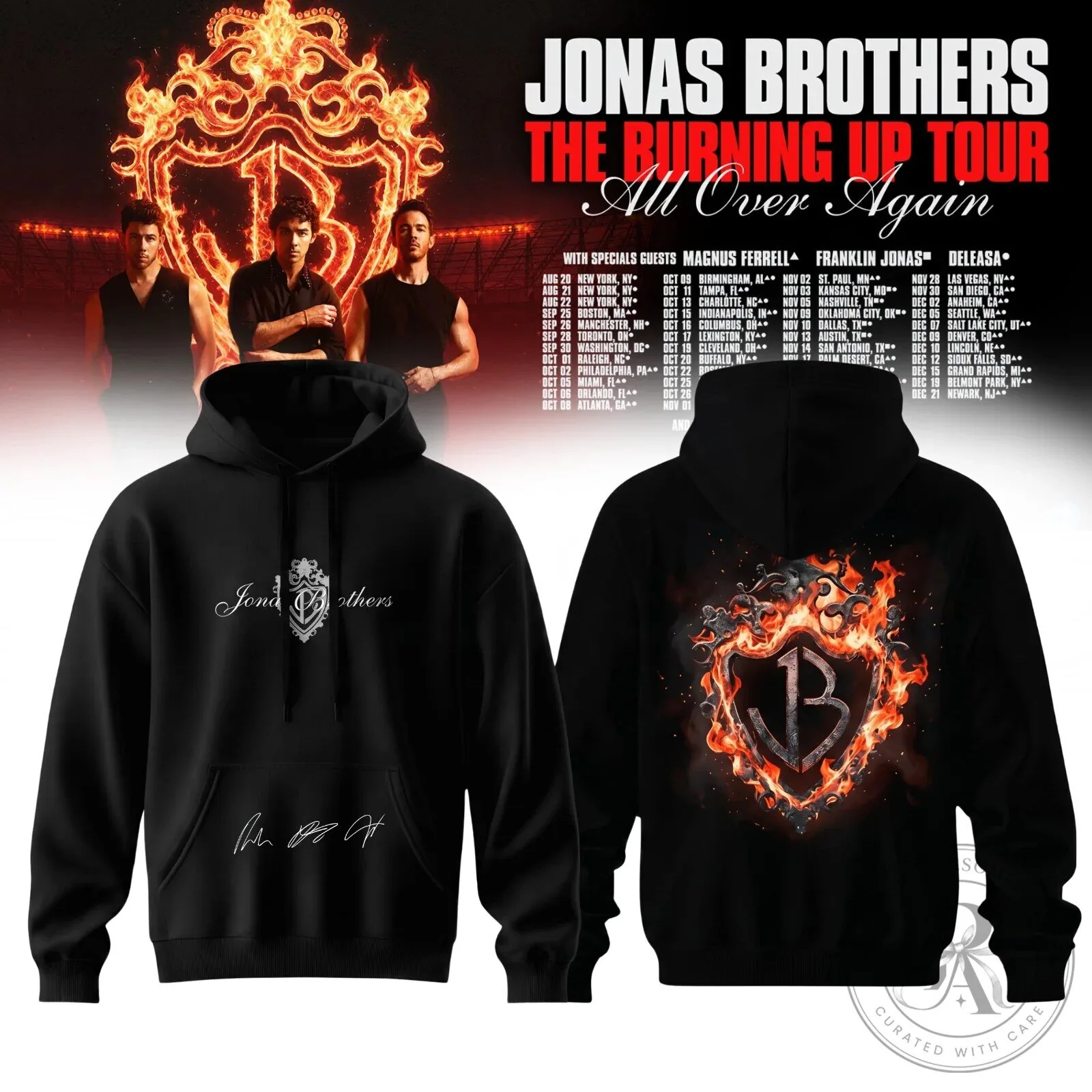 Jonas Brothers The Burning Up Tour All Over Again 2026 Concert Hoodie