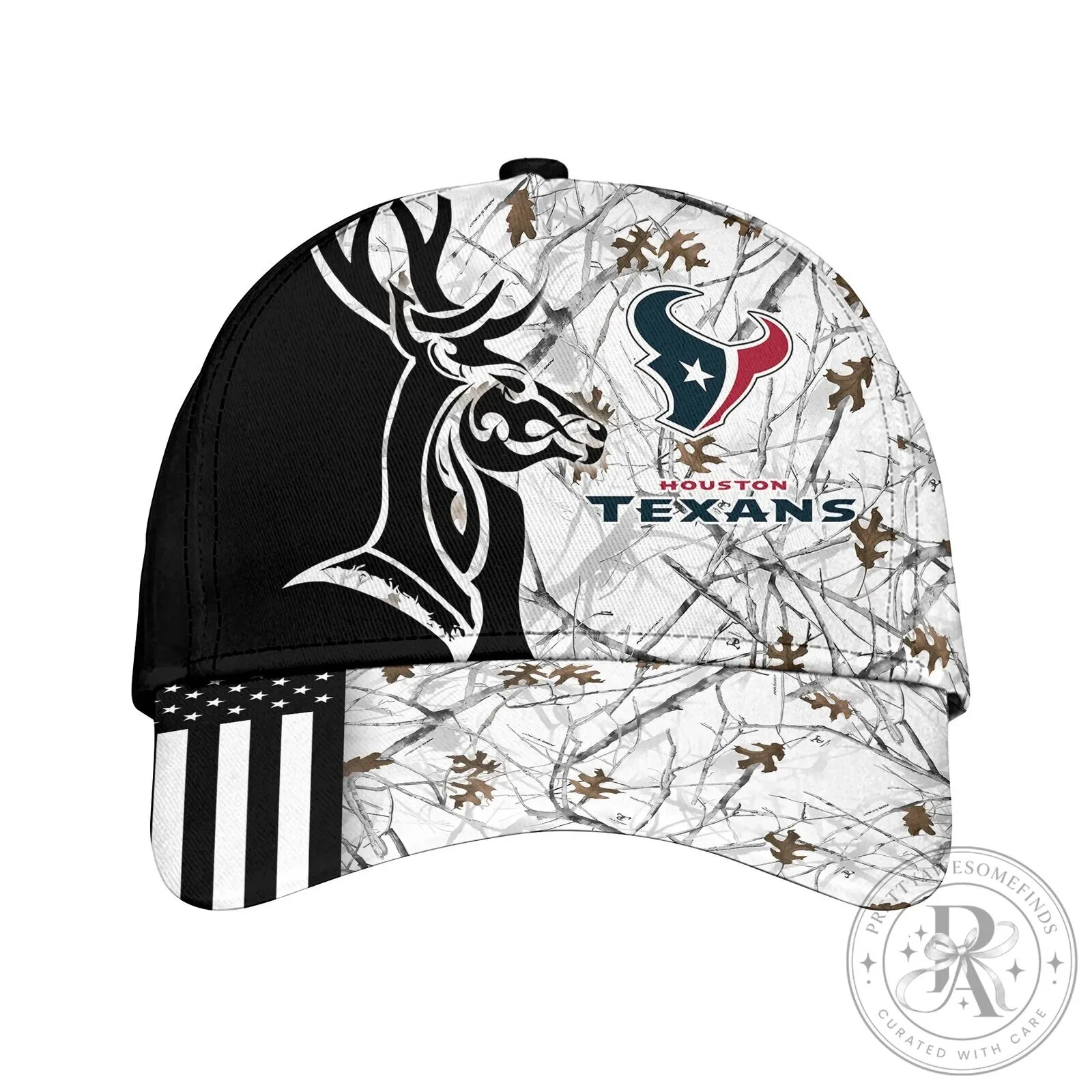 Houston Texans Deer Hunting Camouflage American Flag Baseball Cap Hat