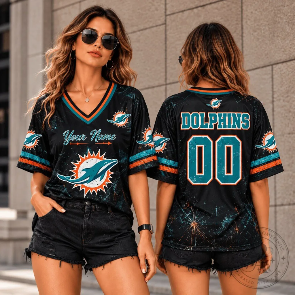 Miami Dolphins Personalized Black Silver Starburst Football Jersey Miami Dolphins Personalized Black Silver Starburst Football Jersey