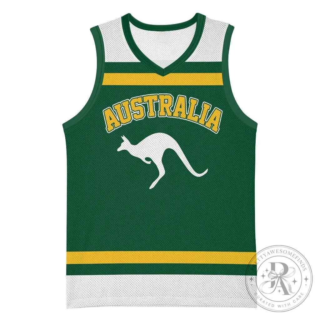 Australia National Team Green and Gold Kangaroo Sports Basketball Jersey 10 Australia National Team Green and Gold Kangaroo Sports Basketball Jersey