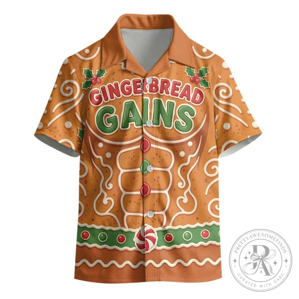 Funny Christmas Gingerbread Man Gains Bodybuilder Kid Hawaiian Shirt 7 Funny Christmas Gingerbread Man Gains Bodybuilder Kid Hawaiian Shirt