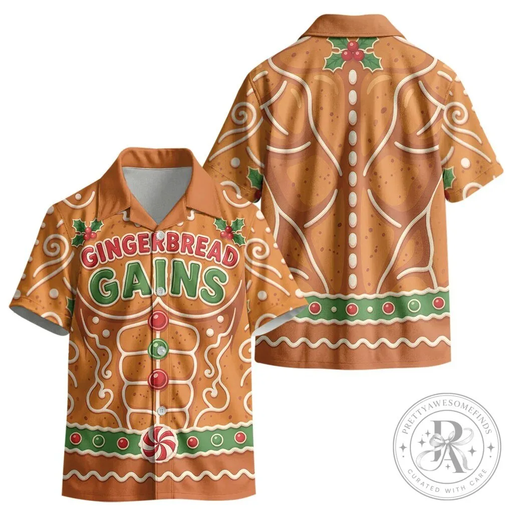 Funny Christmas Gingerbread Man Gains Bodybuilder Kid Hawaiian Shirt 8 Funny Christmas Gingerbread Man Gains Bodybuilder Kid Hawaiian Shirt