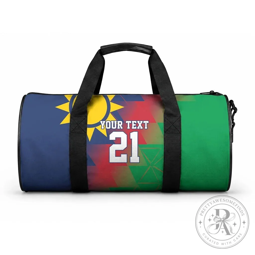 Namibia Flag Custom Text and Number Personalized Sports Duffle Bag