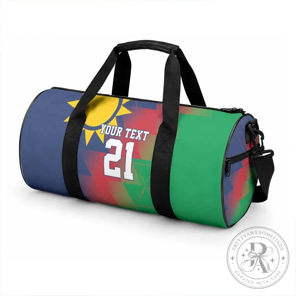Namibia Flag Custom Text and Number Personalized Sports Duffle Bag 7 Namibia Flag Custom Text and Number Personalized Sports Duffle Bag