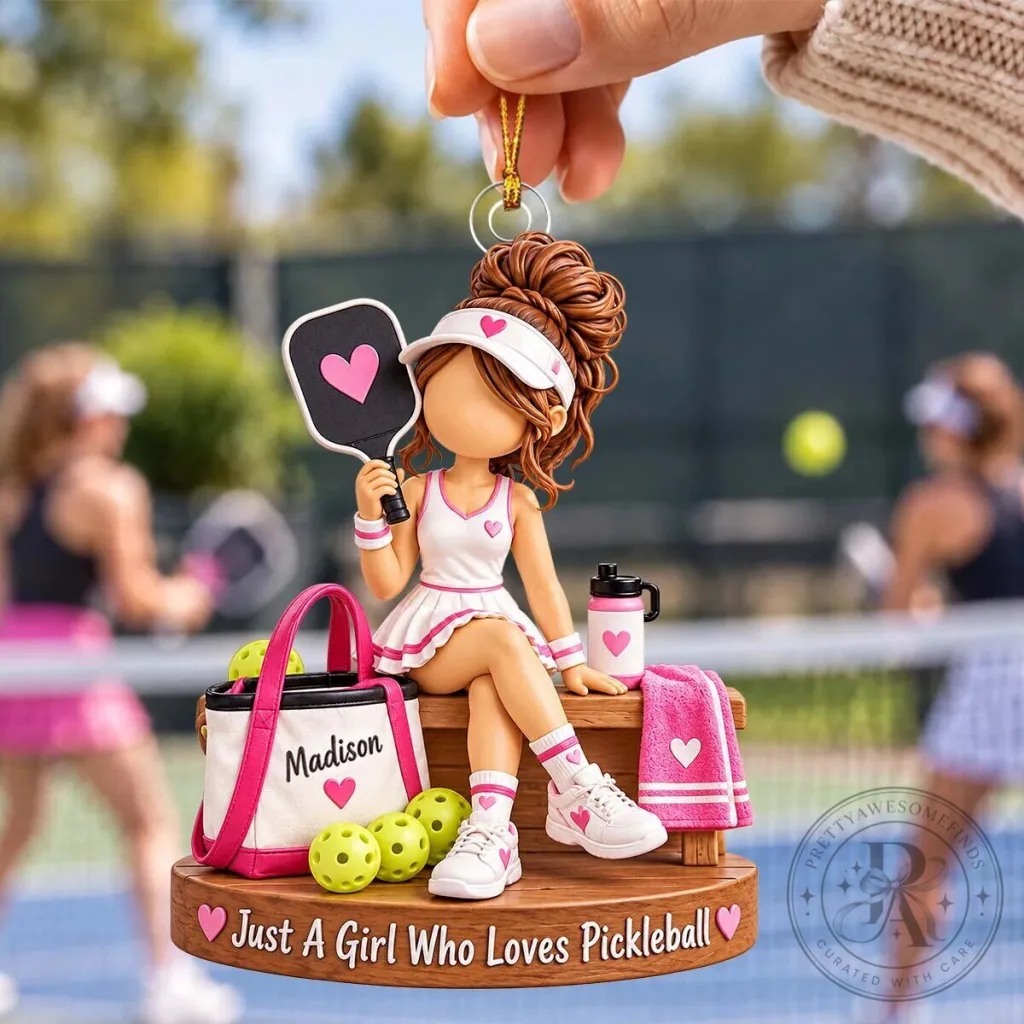 Personalized Pickleball Girl Christmas Ornament Personalized Pickleball Girl Christmas Ornament