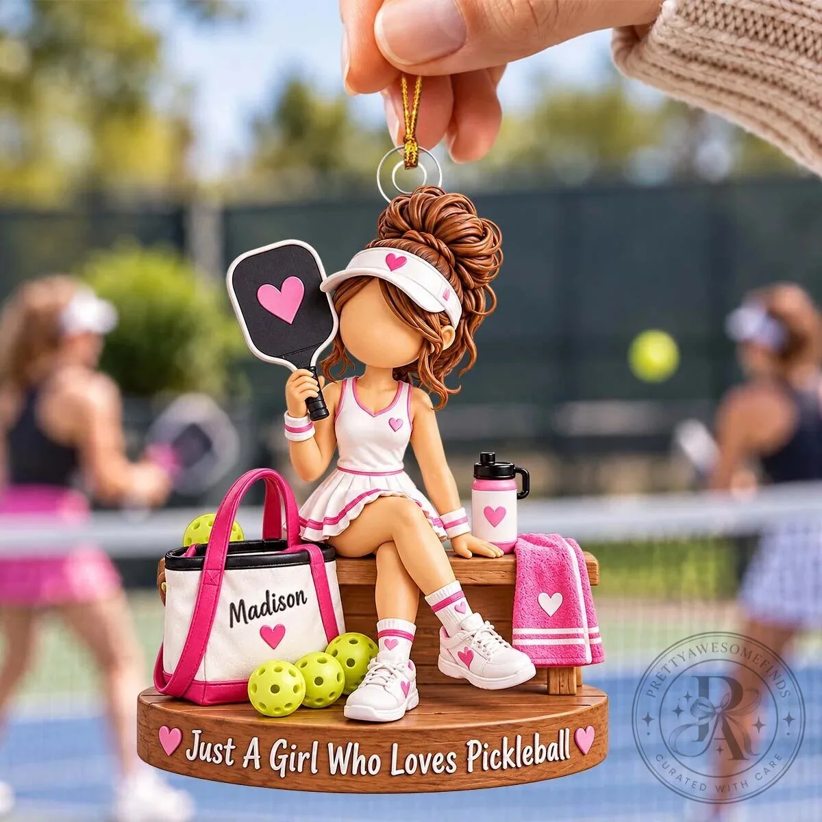 Personalized Pickleball Girl Christmas Ornament