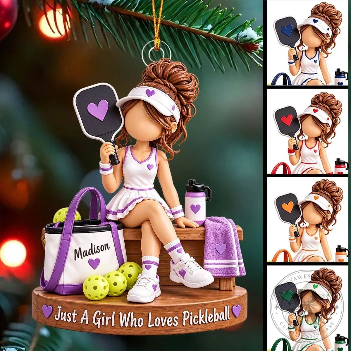 Personalized Pickleball Girl Christmas Ornament 8 Personalized Pickleball Girl Christmas Ornament