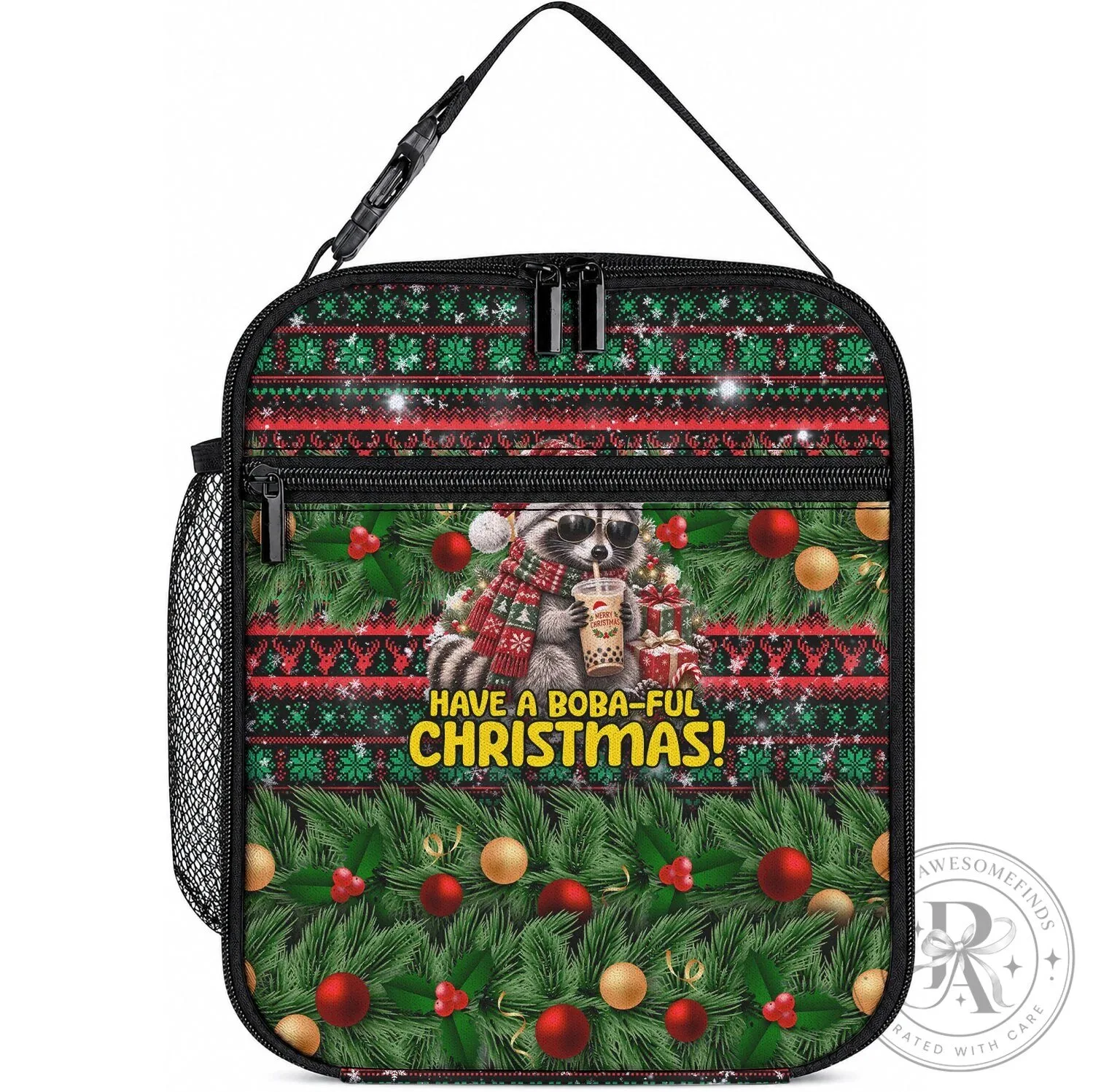 Christmas Raccoon Have a Boba-Ful Christmas Lunch Bag