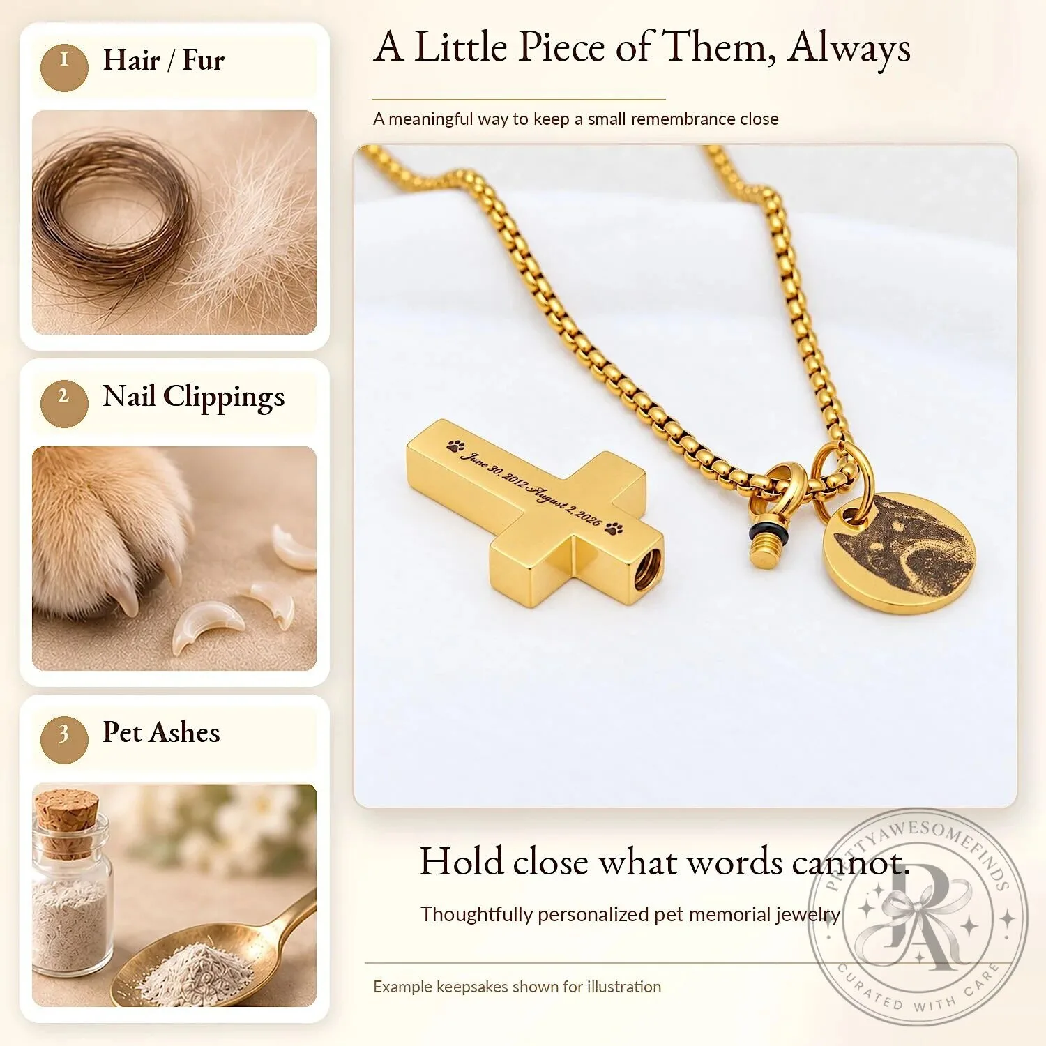 Personalized Pet Memorial Cross Urn Necklace with Photo Charm and Engraving 14 Personalized Pet Memorial Cross Urn Necklace with Photo Charm and Engraving