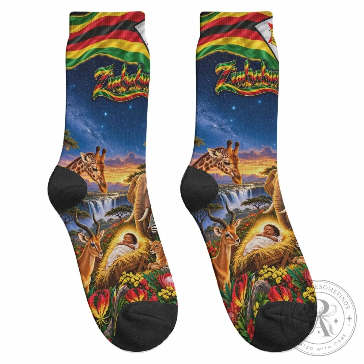 Zimbabwe Christmas Holy Family African Safari Wildlife Savanna Sunset Socks 9 Zimbabwe Christmas Holy Family African Safari Wildlife Savanna Sunset Socks