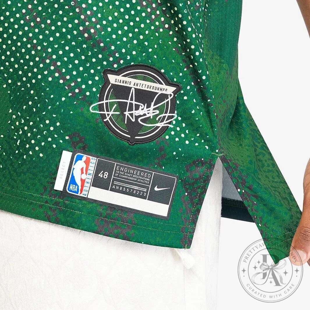 Giannis Antetokounmpo Milwaukee Bucks Green Select Series Basketball Jersey 13 Giannis Antetokounmpo Milwaukee Bucks Green Select Series Basketball Jersey