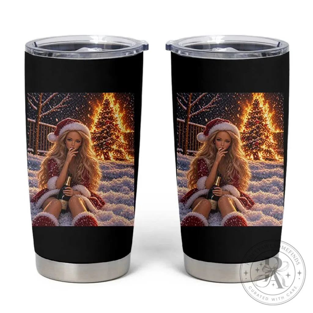 Funny Christmas Tree Burning Doll Meme Holiday Season Stainless Steel Tumbler