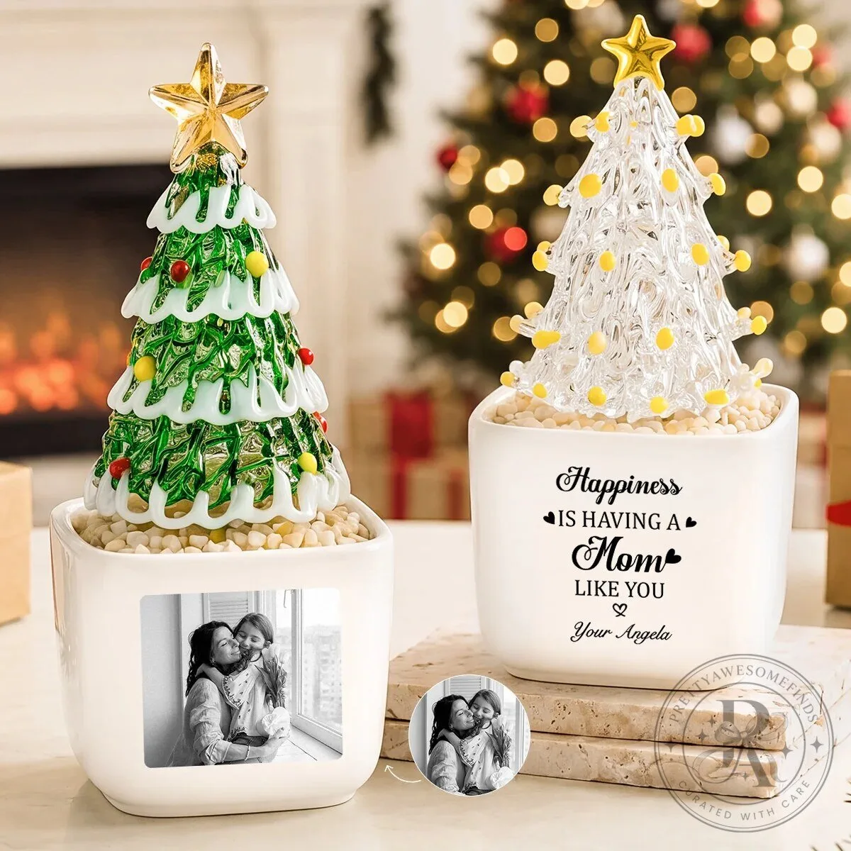 Personalized Christmas Tree Glass Ornament with Custom Photo and Message for Dad 6 Personalized Christmas Tree Glass Ornament with Custom Photo and Message for Dad