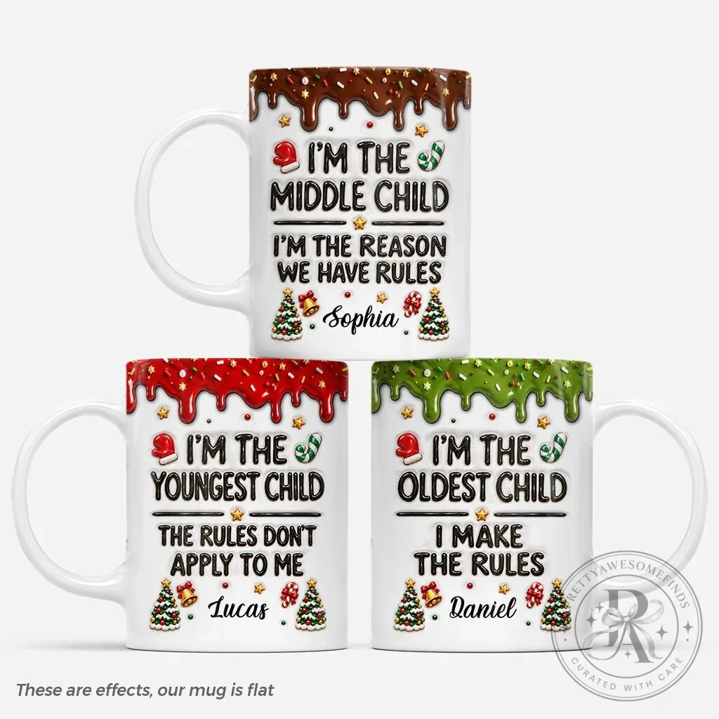 Funny Christmas Sibling Birth Order Middle Youngest Oldest Child Coffee Mug