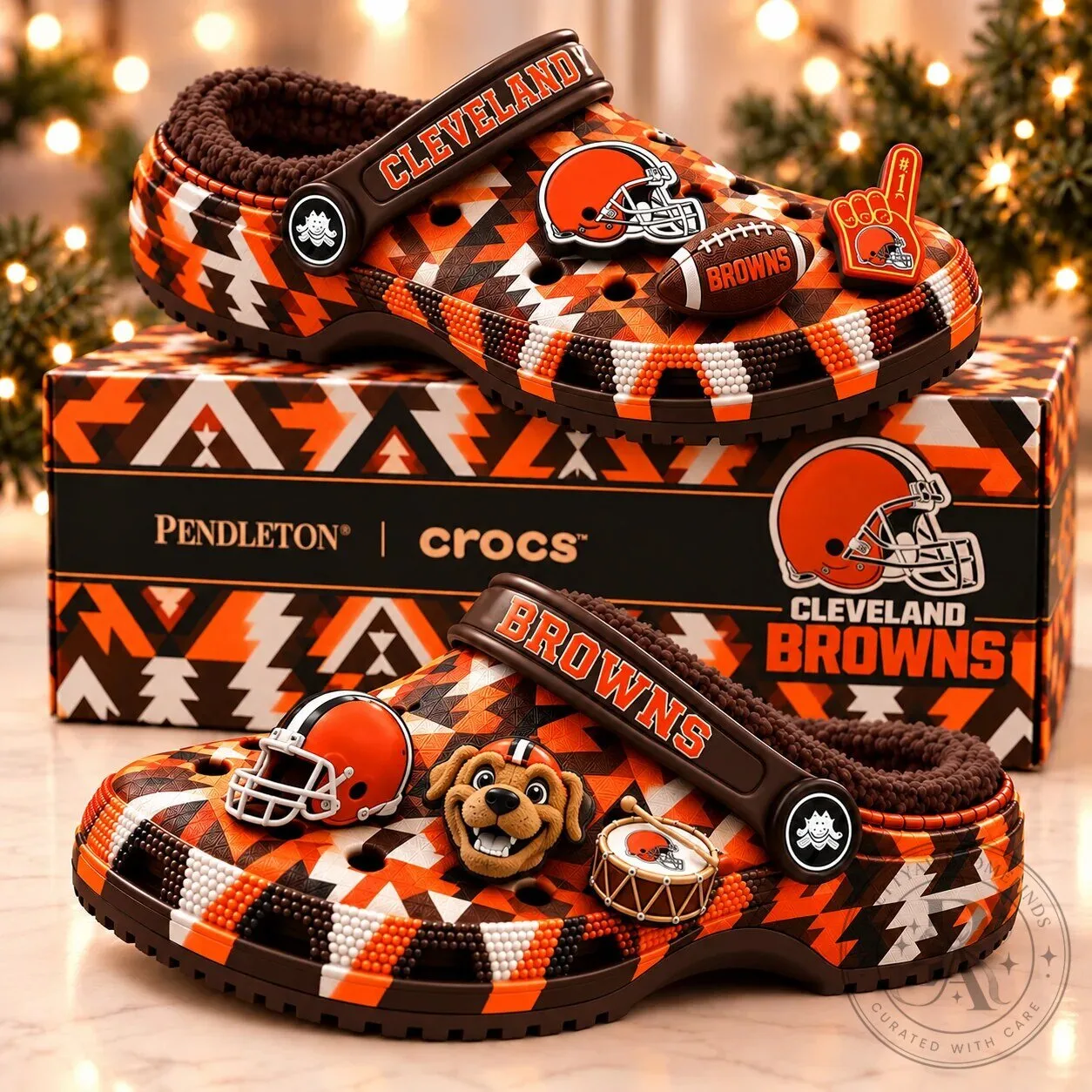 Cleveland Browns Pendleton Crocs Fleece-Lined Clogs Shoes