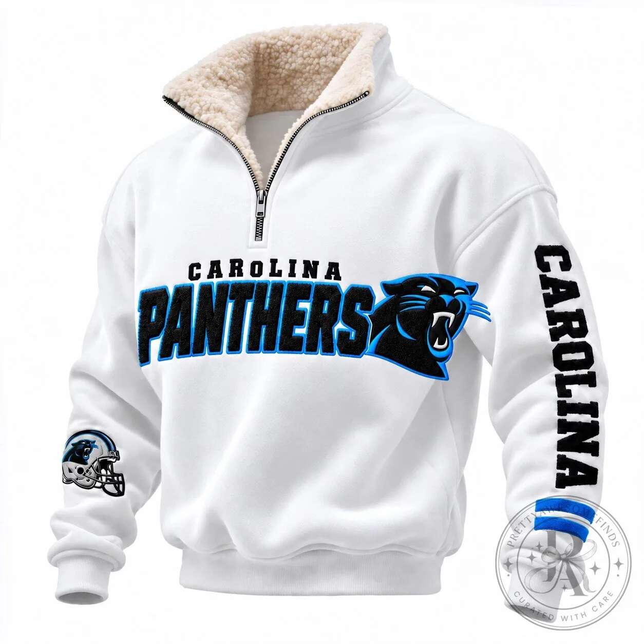 Carolina Panthers Football Team Quarter-Zip Mock Neck Fleece Sweatshirt