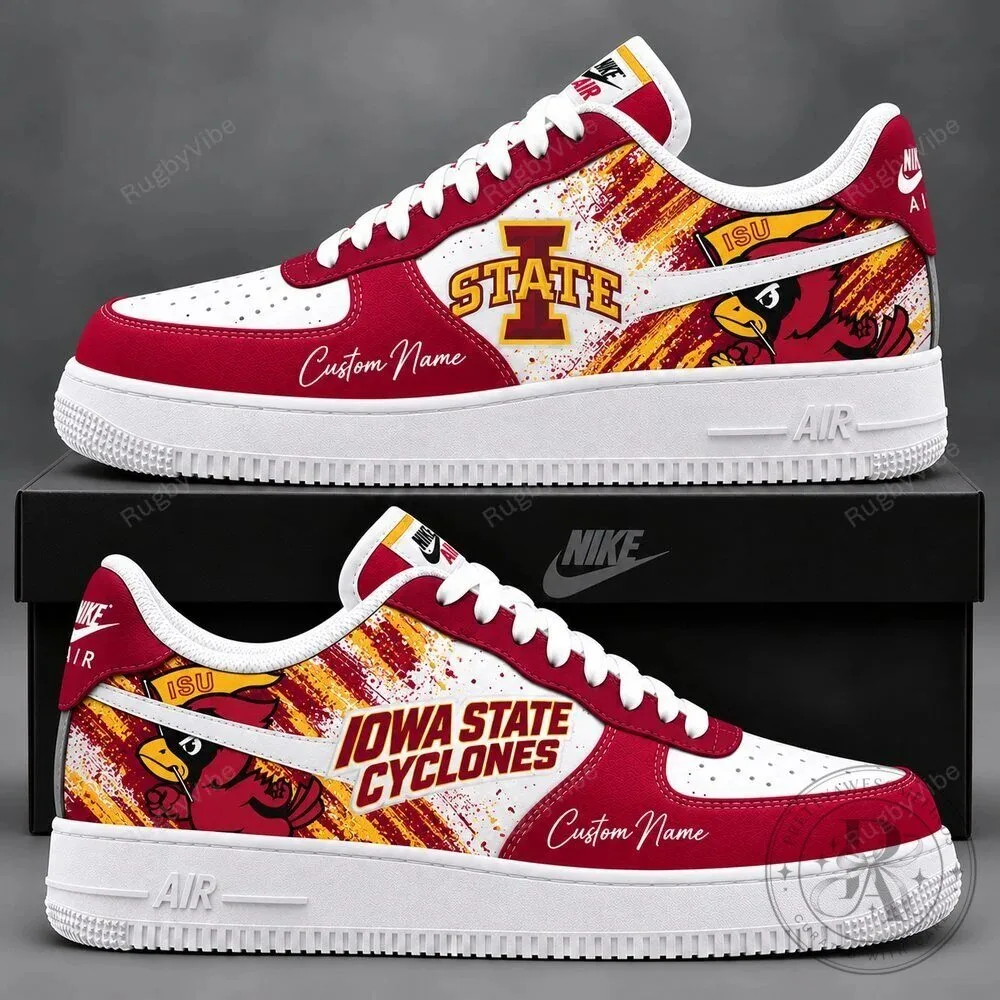 Iowa State Cyclones Custom Name Red and Gold Air Force 1 Shoes