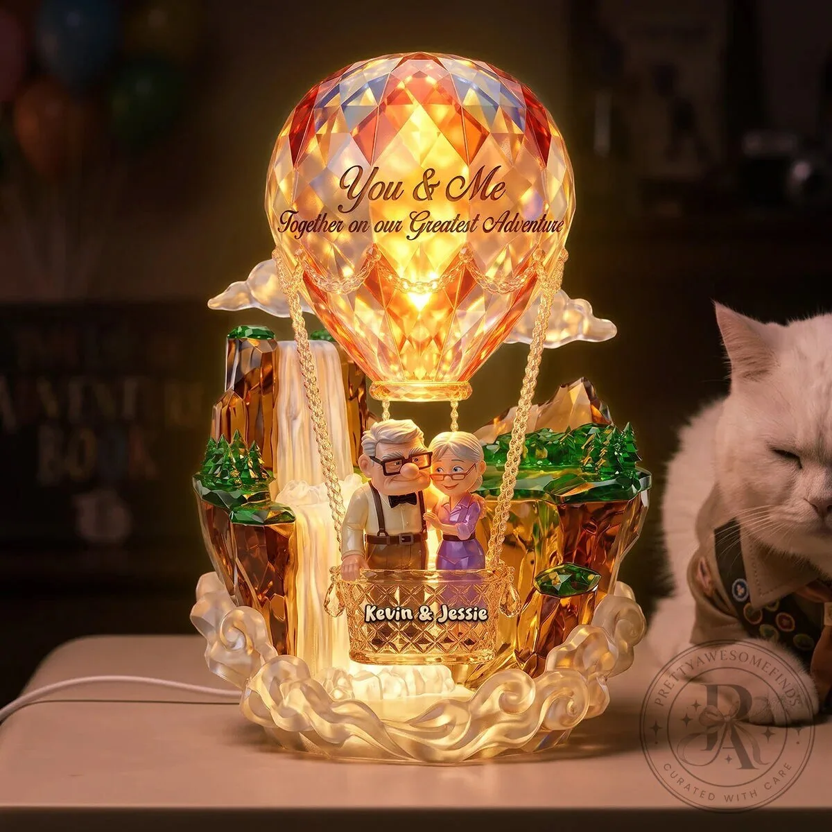 Up Movie Carl and Ellie Hot Air Balloon Light Box - Personalized Couple's Gift