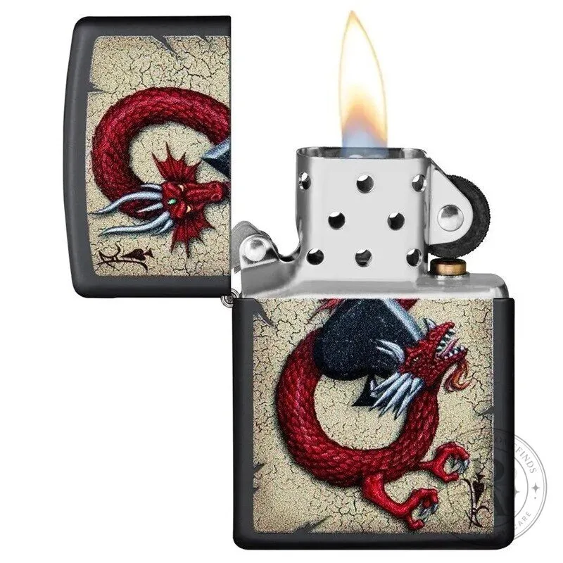 Dragon Ace of Spades Playing Card Design Black Matte Zippo Lighter 6 Dragon Ace of Spades Playing Card Design Black Matte Zippo Lighter