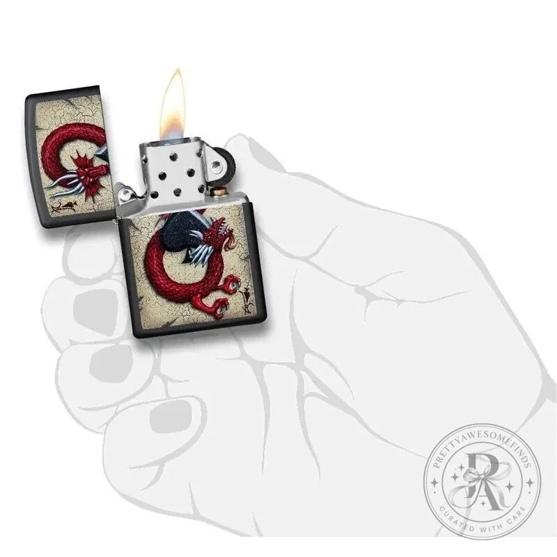 Dragon Ace of Spades Playing Card Design Black Matte Zippo Lighter 7 Dragon Ace of Spades Playing Card Design Black Matte Zippo Lighter