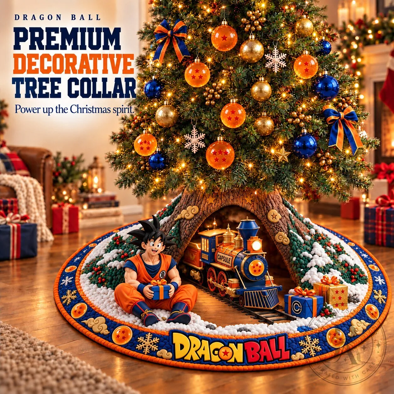 Dragon Ball Z Goku Christmas Tree Collar Skirt Decorative Holiday Decor