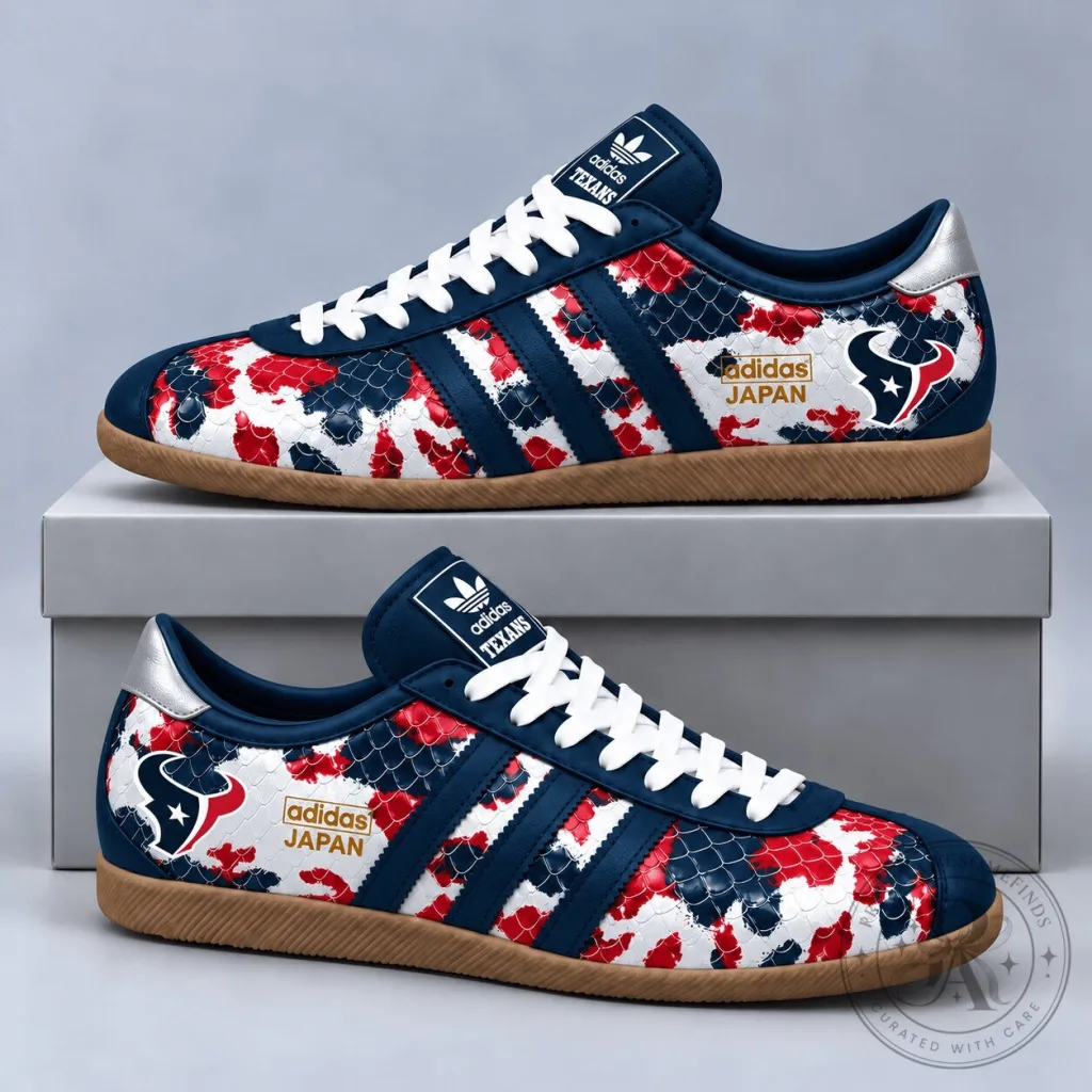 Houston Texans NFL Japan Edition Abstract Floral Print Low Top Gum Sole Sneakers Houston Texans NFL Japan Edition Abstract Floral Print Low Top Gum Sole Sneakers