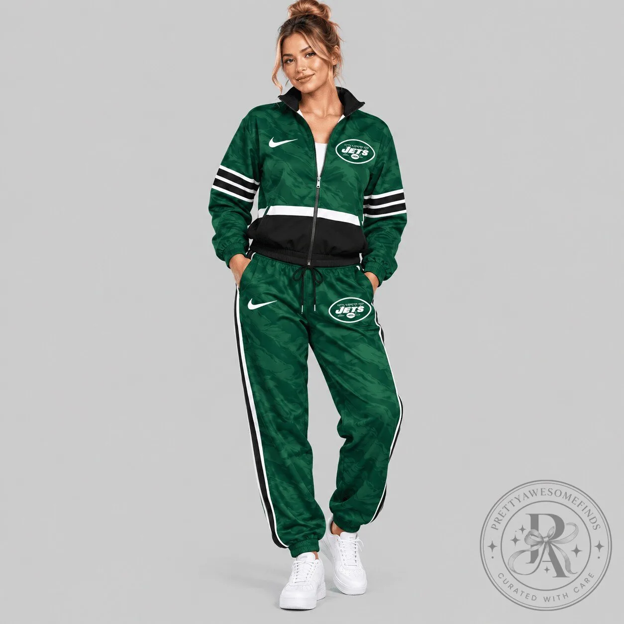 New York Jets Green Camouflage Pattern Full-Zip Track Jacket 3 New York Jets Green Camouflage Pattern Full-Zip Track Jacket