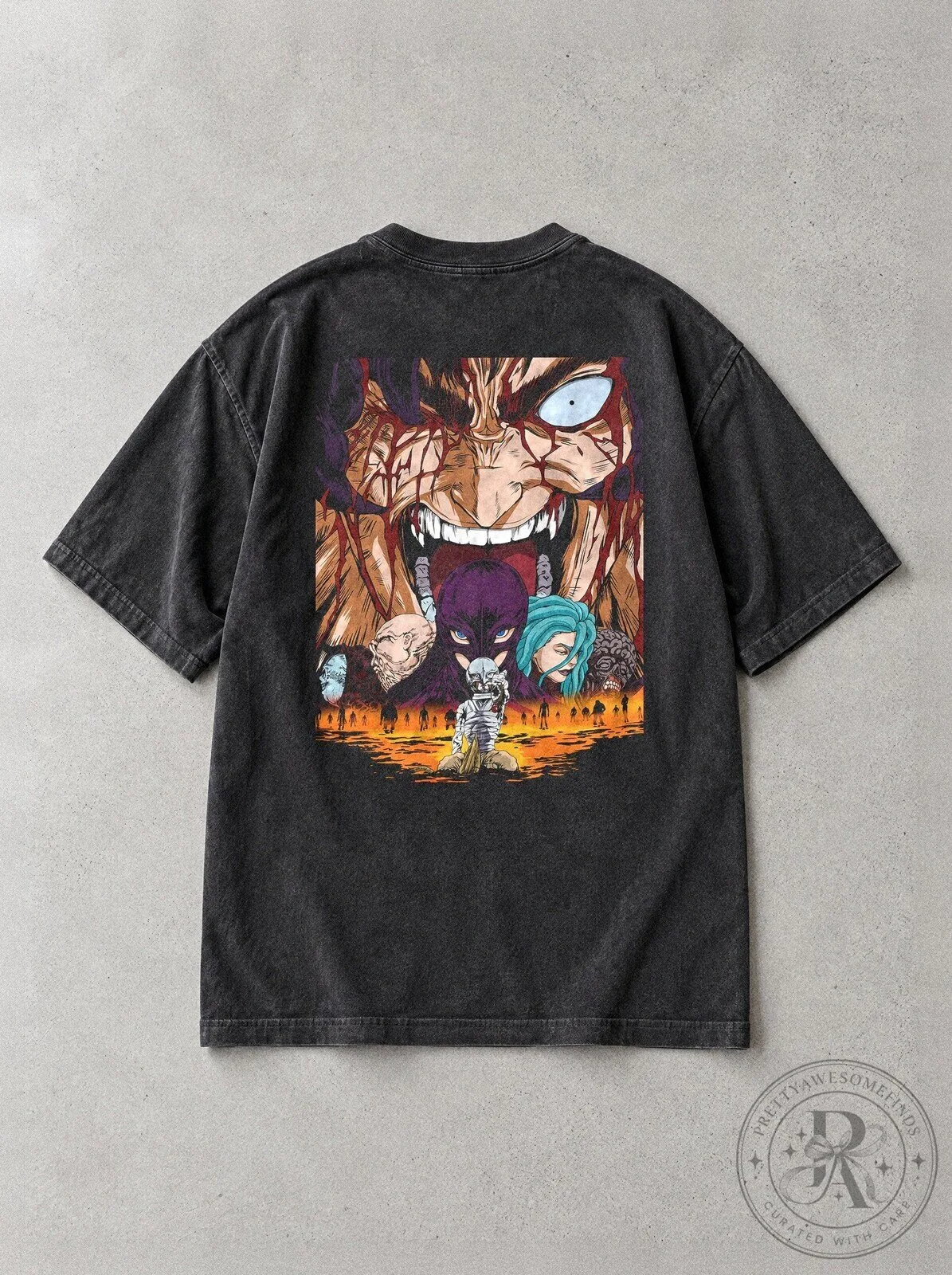 Berserk Howling Maw Vintage Washed Anime Manga Dark Fantasy T-Shirt 6 Berserk Howling Maw Vintage Washed Anime Manga Dark Fantasy T-Shirt
